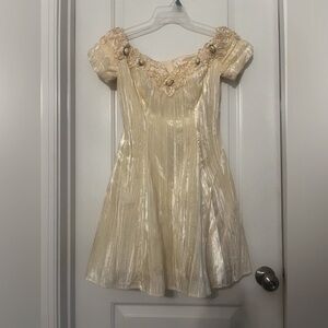 Roberta Vintage Ivory Floral cocktail bridal party dress |Size 3/4 Small